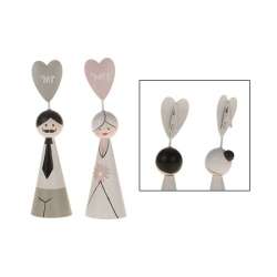 Set 2pz cono metallo sposi cm 4 h 9 colorati