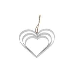 Set 3pz cuore di metallo cm 10 bianco