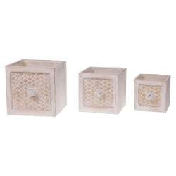 Set 3pz vasi quadri cm 18 white wash
