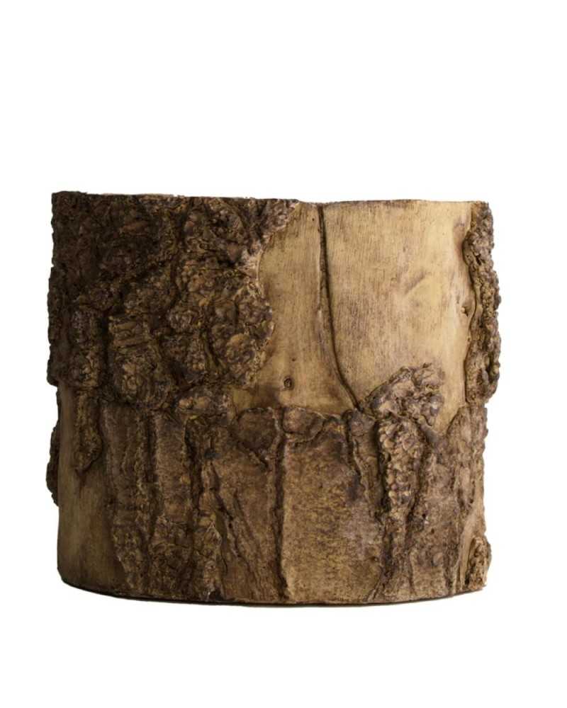 Vaso in cemento con rivestimento effetto corteccia, diametro 19 cm, altezza 16 cm