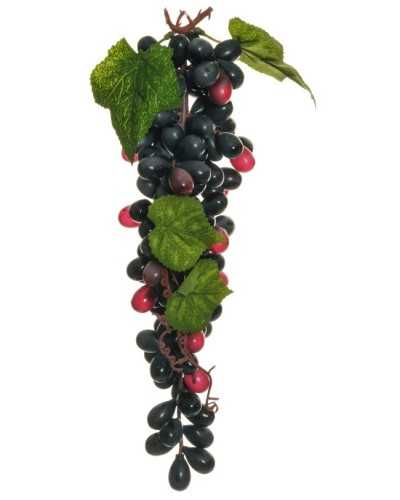 Grappolo d'uva nero artificiale satinato alto 34 cm