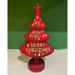Alberino in vetro con led e telecomando h 32 rosso