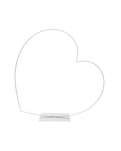 Cuore decorativo in ferro bianco con base