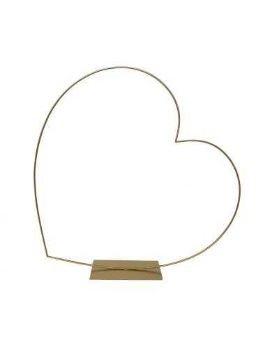 Cuore decorativo in ferro oro con base