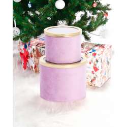 Set 2pz scatole cartone velluto vetro dm 12h10 10h8 rosa
