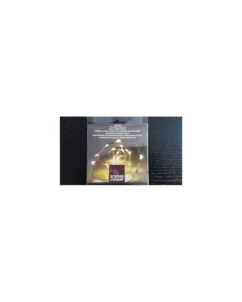Lampade e Luci | Filo 100 led luce calda 10mt a batteria 8 funz. | 8053670461352
