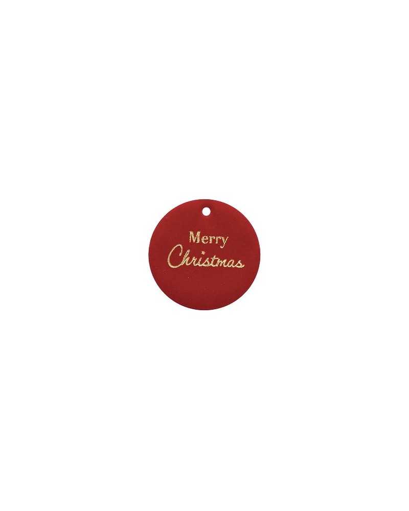 Decorazioni Natalizie | Cf 14pz dichi di velluto mm 52 con scritta merry chris rosso | 4008953635498