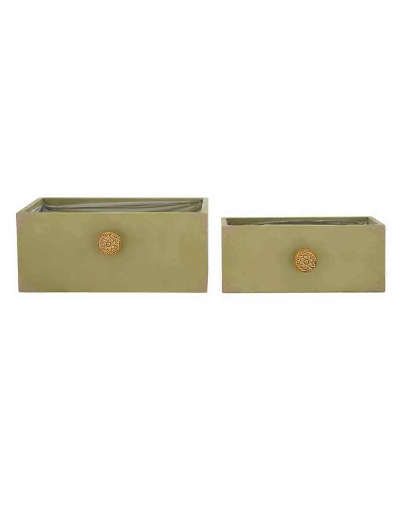 Contenitori e cassetti | Set 2 pz cassette in legno cm 28x16 h 12 green oliv | 8721071002817