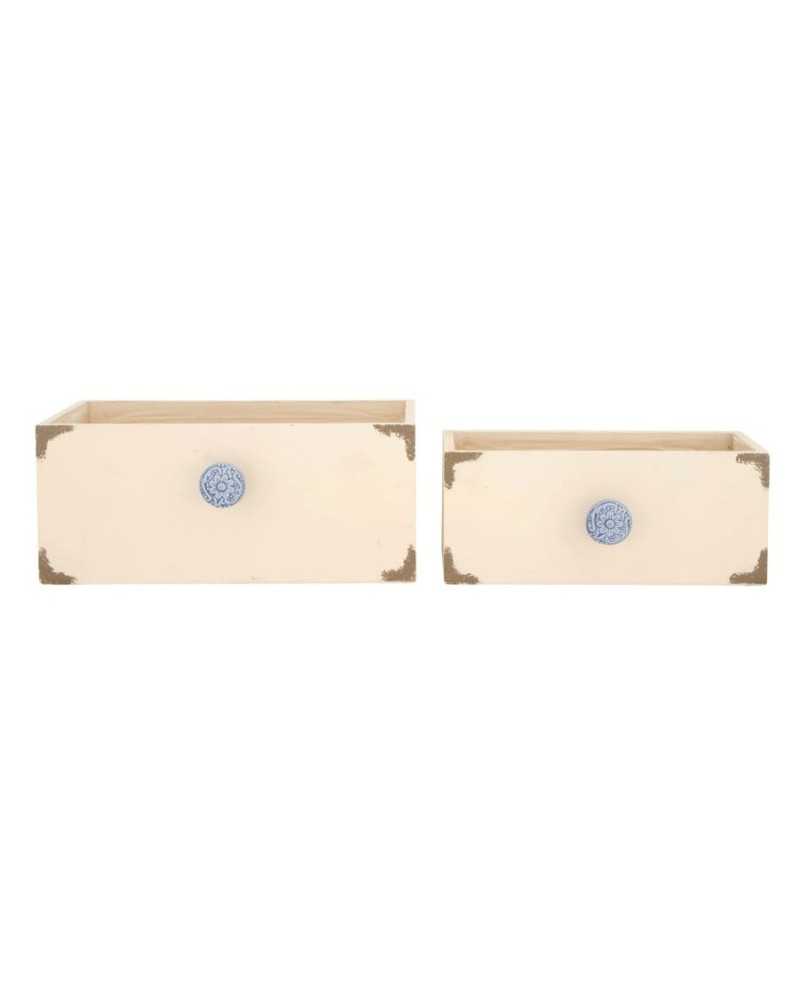 Contenitori e cassetti | Set 2 pz cassette in legno cm 28x16 h 12 cream | 8721071002855