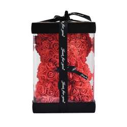 Orsetto di rose foam h 25 rosso