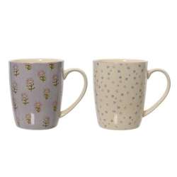 Set 2 pz tazze fiori lilla ceramica d8 h10