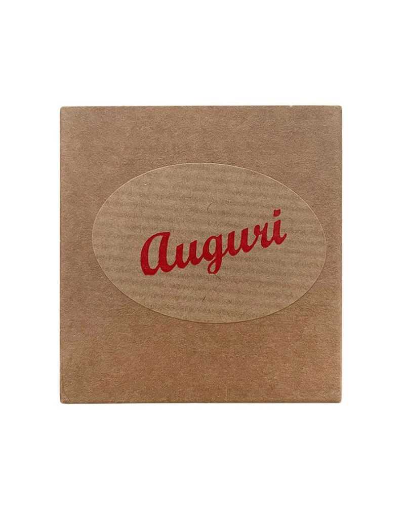 Dettagli per Confezioni | Cf 100pz etichettE auguri ovali cm 5 x3 righe avana rosso | 1000018913001