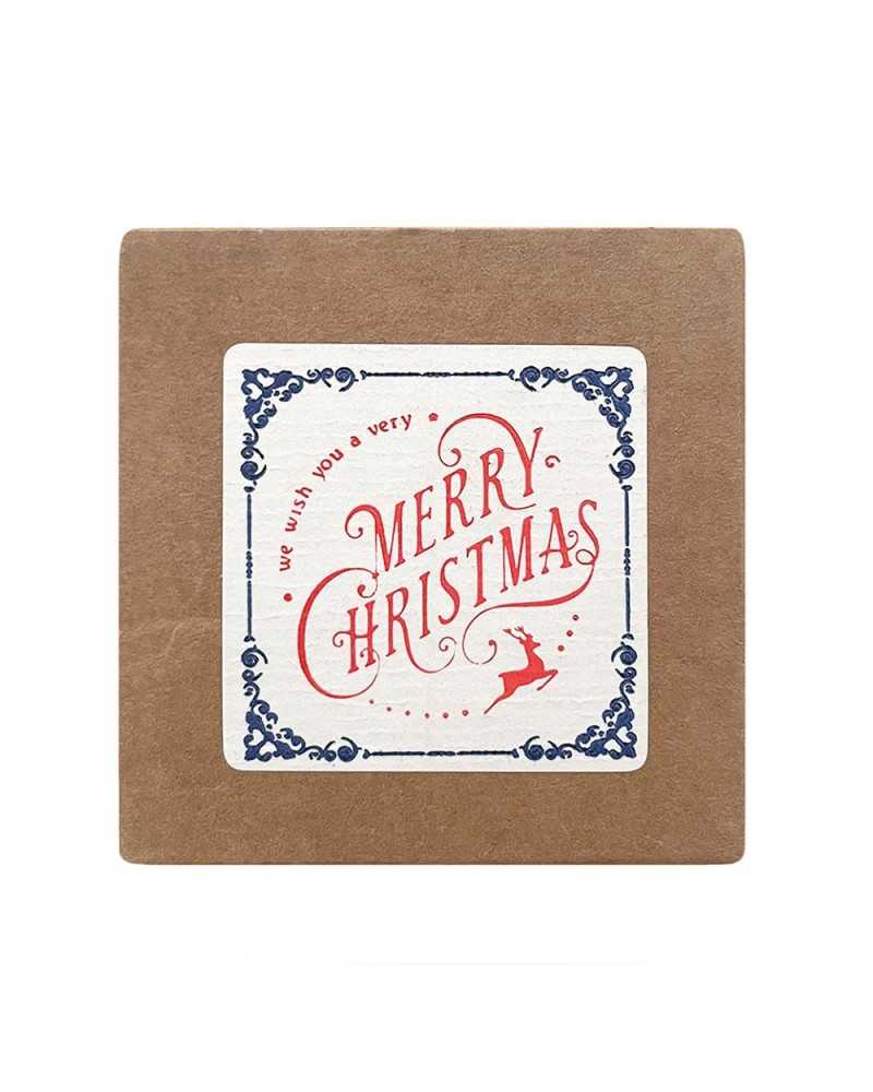 Dettagli per Confezioni | Cf 100pz etichette vintage xmas cm 4 bianco rosso blu | 1000021479006