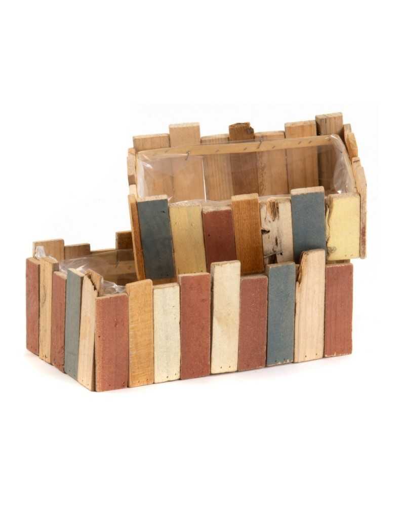 Contenitori e cassetti | Set 2 cassette in legno a doghe multicolor 35x21 h13 | 8056146082358