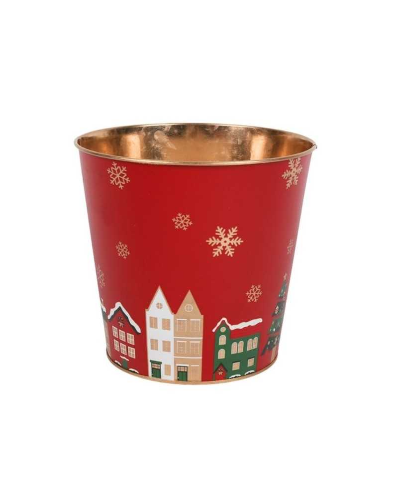 Decor Vasi & Coprivasi | Coprivaso in metallo cm 13 h11 decoro natale red | 8056146126854