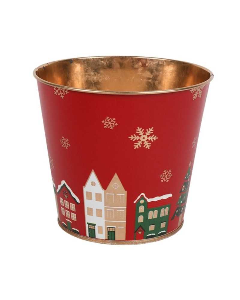 Decor Vasi & Coprivasi | Coprivaso in metallo cm 17 h13 decoro natale red | 8056146126878