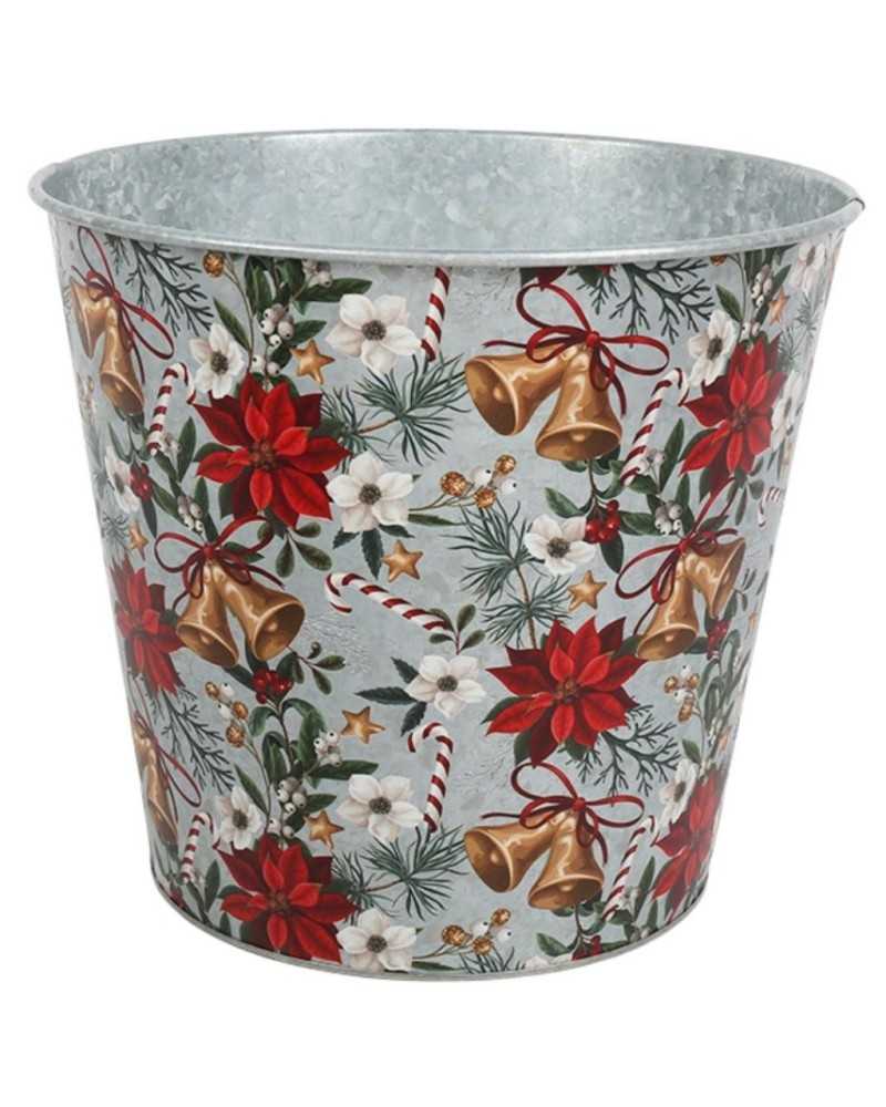 Decor Vasi & Coprivasi | Coprivaso in metallo cm 23 h21 decoro campane e stelle zinc | 8056146126908