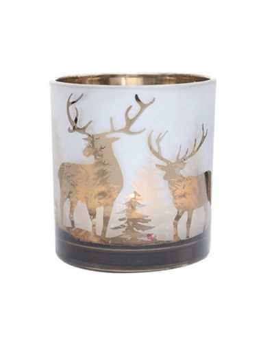 Portacandele | Vaso di vetro portacandela decorato dm 13 white gold | 8718658771358