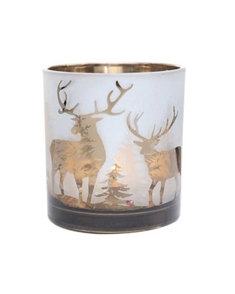 Portacandele | Vaso di vetro portacandela decorato dm 13 white gold | 8718658771358