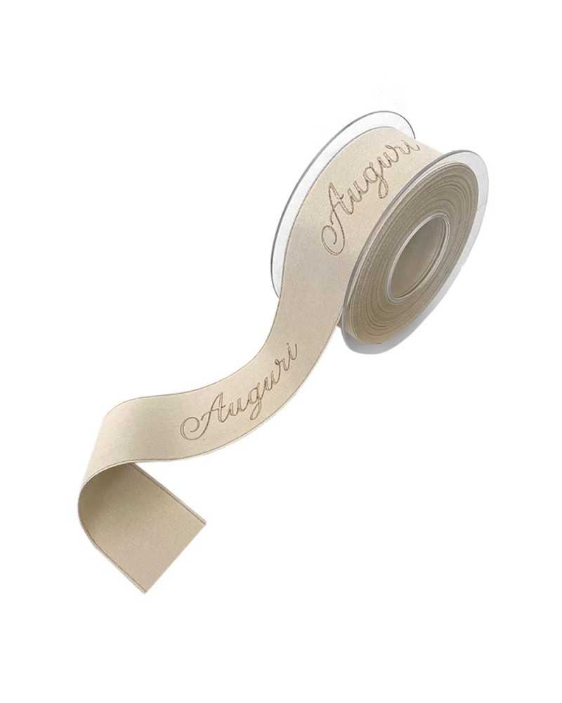 Nastri e Cordini | Nastro auguri lamè oro mm 40 x 15 mt panna-oro | 1000021428172