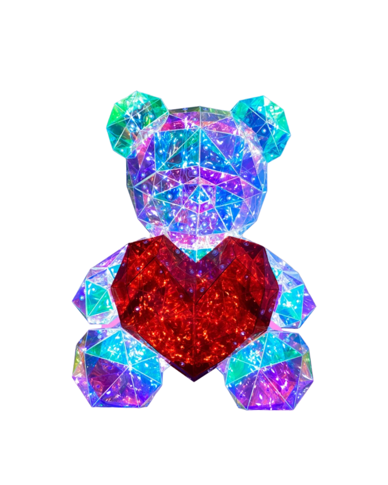 Love teddy cm 14x13 h 17 con led e scatola a batteria e usb