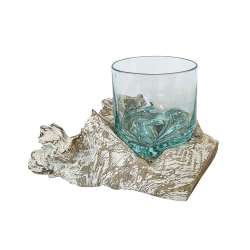 Vaso di vetro cilindro trasparente su radice white wash cm 2