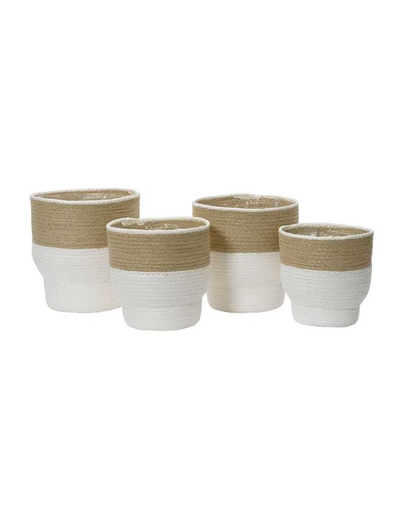 Cesti in Vimini e Naturali | Set 4 cesti paper bicolor dia 25cm Alt.25cm bianco naturale | 8720725146310