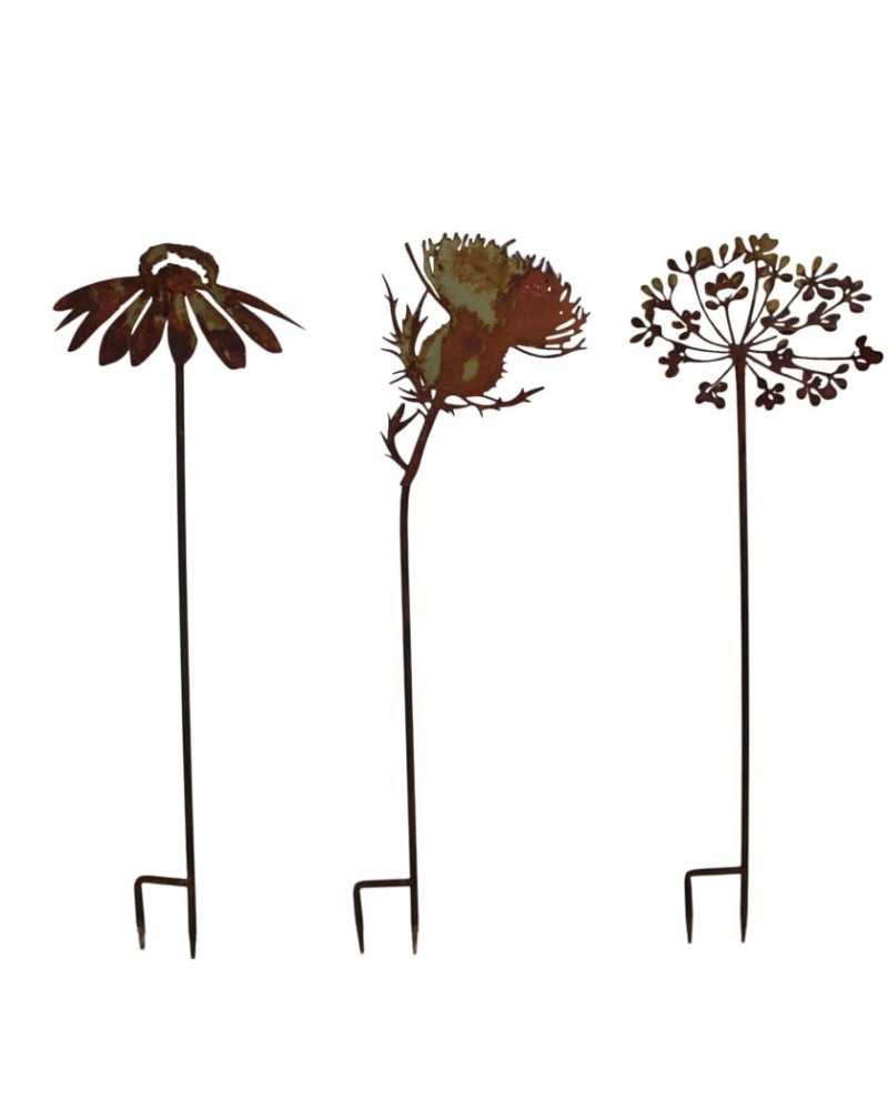 Decorazioni | Set 3fiori di metallo con gambo dm 25x1 h75 brown | 8721071082703
