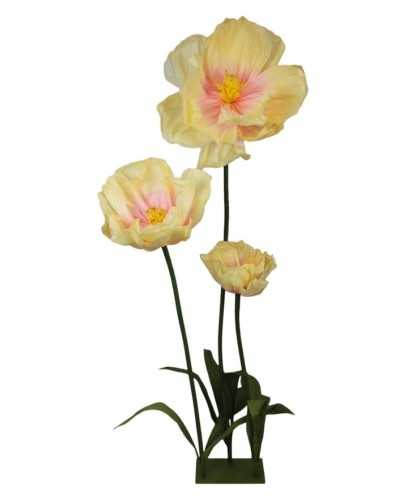 Fiori Artificiali | Set 3 Fior dii carta con gambo dm 40 h150 giallino rosa | 8721071182526