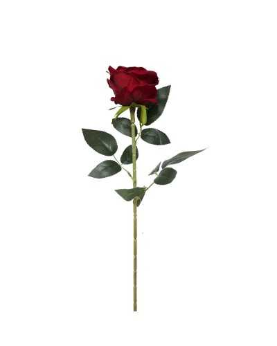 Rosa singola rossa in velluto effetto Natural Touch – H80 cm – realistica, elegante, ideale per decorazioni floreali raffinate.