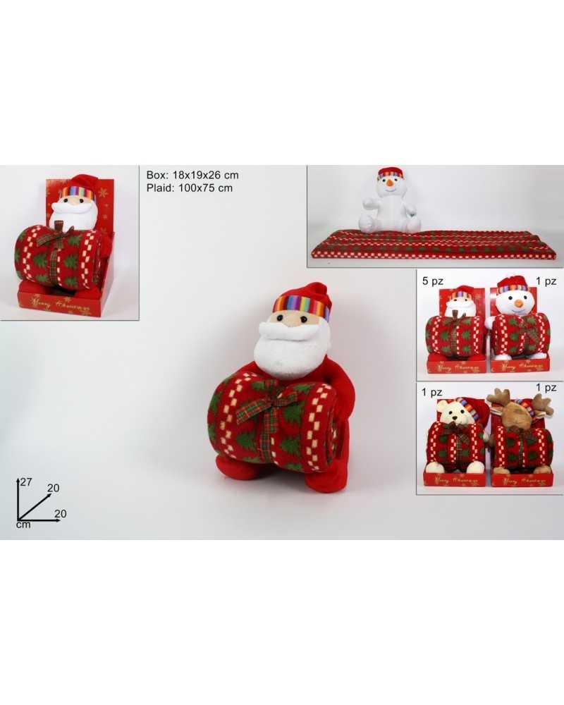 Idee Regalo Natale | Babbo natale Peluche c/plaid cm 100 x75 | 8033113575020