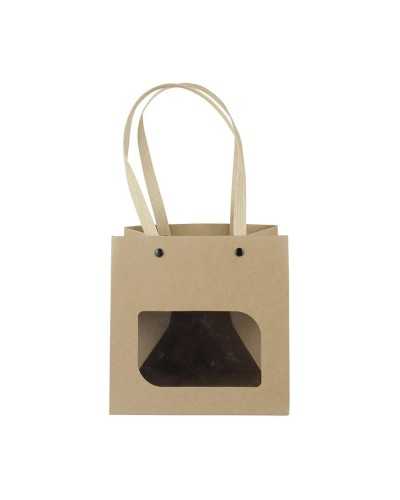 Shopper e Borse | Cf 10pz easypak buste di carta con finestra cm 16x16h16 kraft naturale | 4044855341235