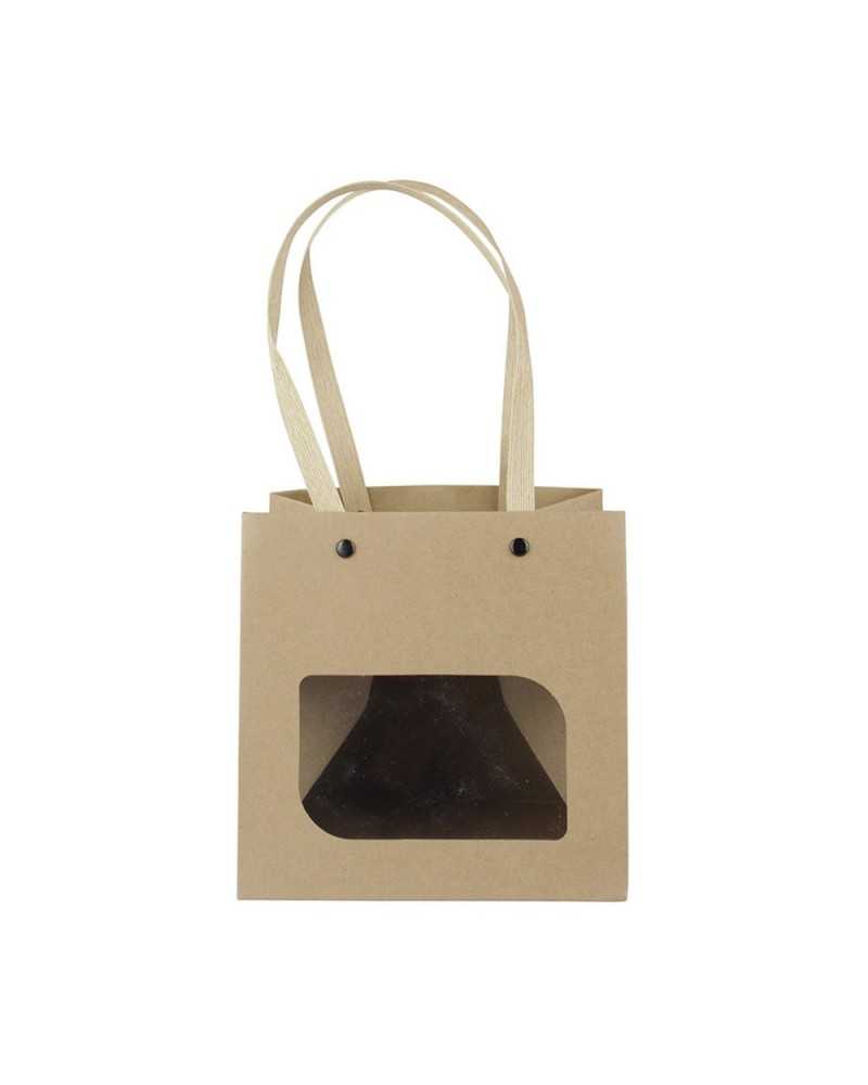 Shopper e Borse | Cf 10pz easypak buste di carta con finestra cm 16x16h16 kraft naturale | 4044855341235