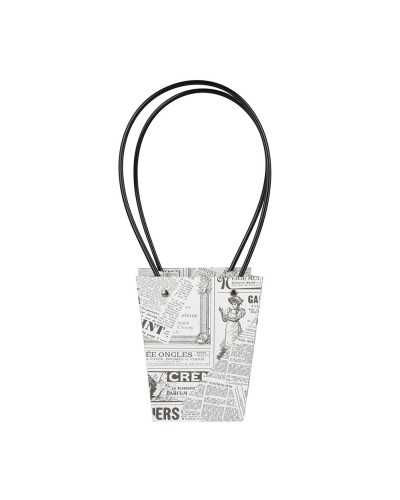 Shopper e Borse | Cf 10pz borsette di carta giornale cm 16x9h13 bianca nera | 4044855341204