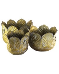 PORTAVASI DECORO FOGLIA - SET 3 PZ - D.47 CM X H.27 CM / D.39 CM X H.26 CM / D.29 CM X H.24 CM - ORO