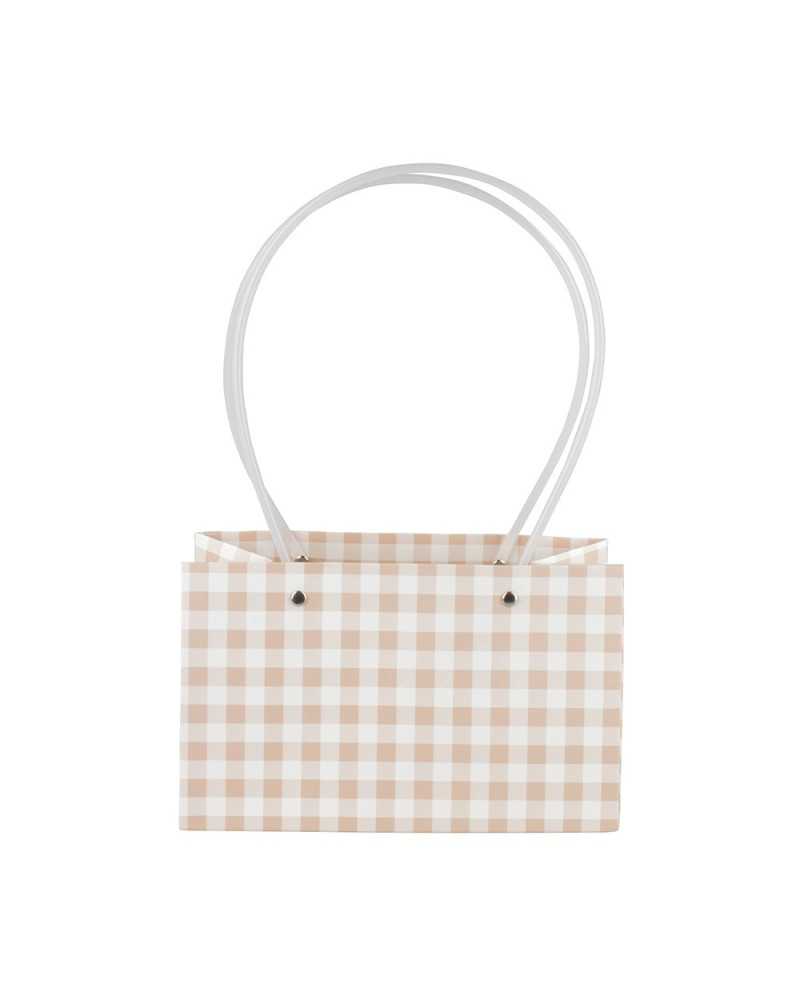 Shopper e Borse | Cf 8 pz borse di carta rett cm22x13 quadretti apricot | 4044855319029