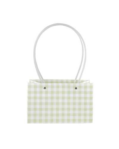 Shopper e Borse | Cf 8 pz borse di carta rett cm22x13 quadretti verdino | 4044855317803