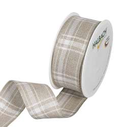 Nastro lino scozzese  mm 37 x 10 mt white cream