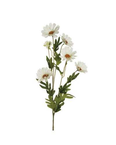 Fiori Artificiali | Ramo daisy x5 e foglie h 79 bianco | 8025003390738