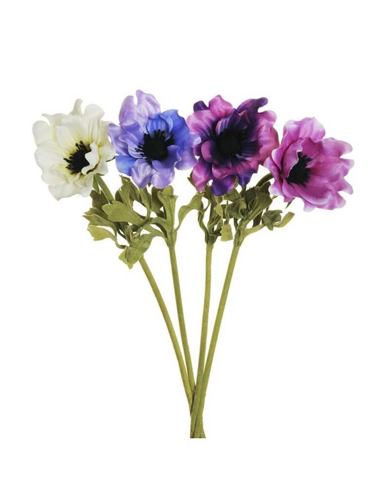 Fiori Artificiali | Cf 36pz fiori anemone h 36 oldpink purple violet cream | 8025003395429