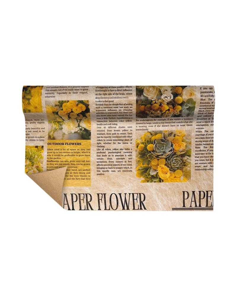 Carte Decorative | Bobina paper fibra flower notizie h 0.75x 9 mt gialla | 8032041714051