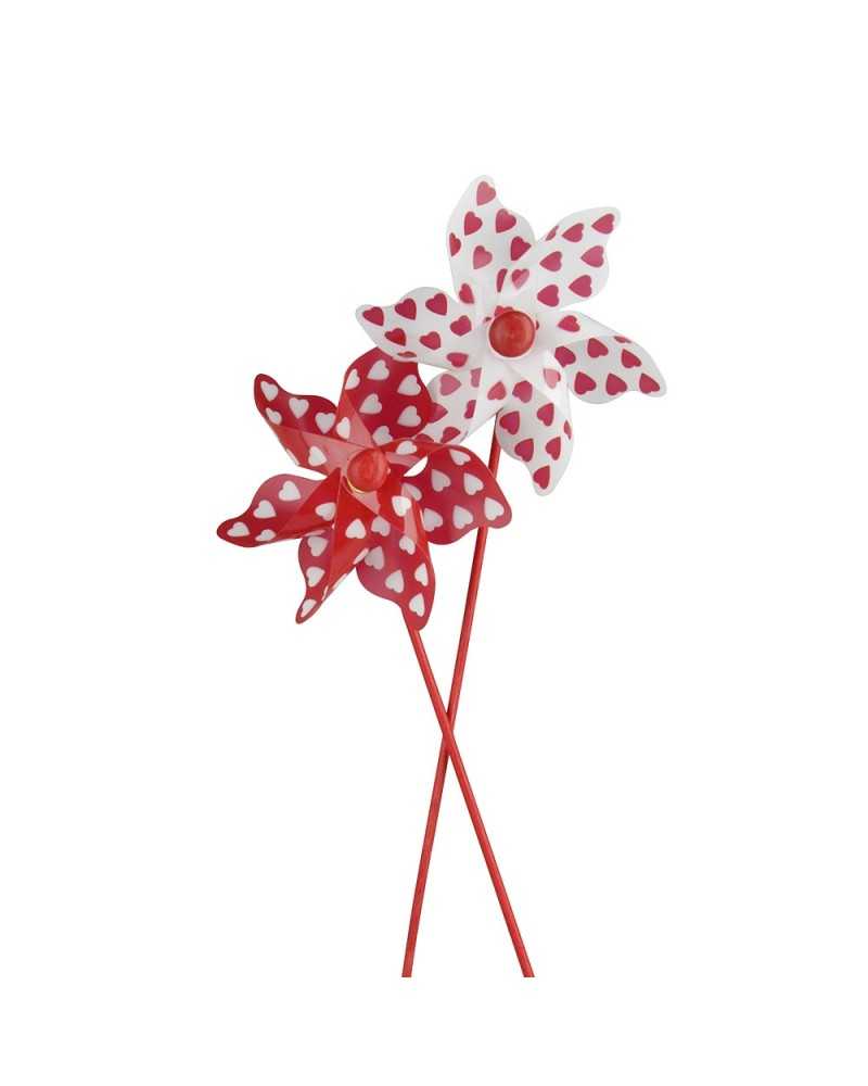 Pick | Cf 12 pick girandole cuoricini cm 8 h 27 rosse bianche | 4044855369277