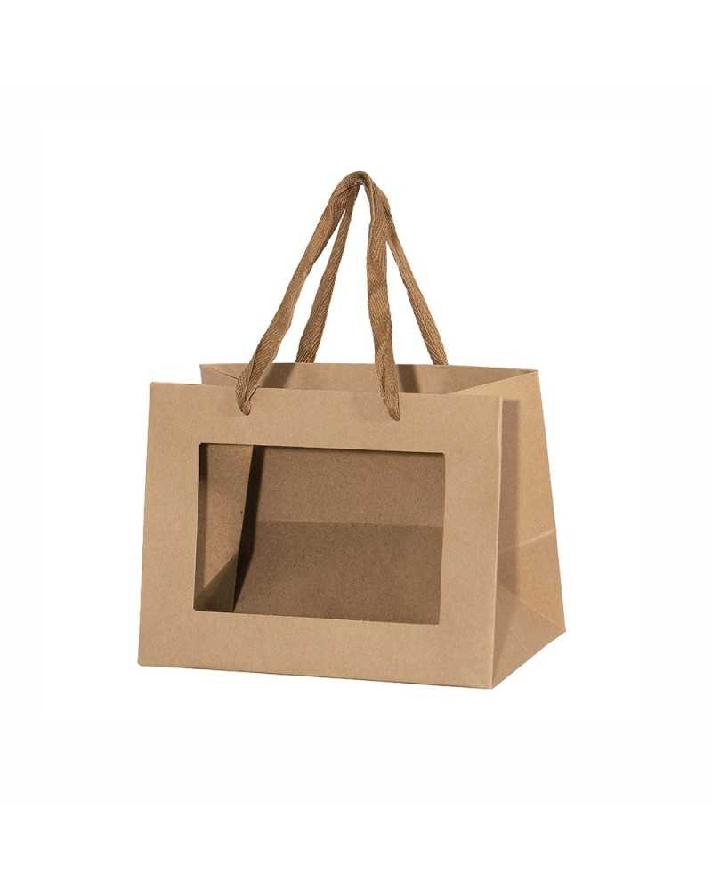 Shopper e Borse | Cf 10borse di carta rett con finestra 18x11 h13 avana | 8056666072457