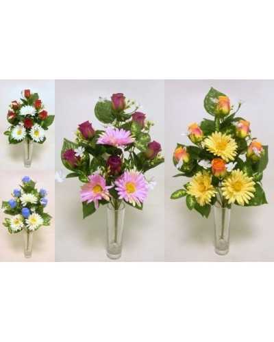 Fiori Artificiali | Cf 12 pz Frontali rose e gerbere x9 h 45 assortiti | 8051090361306