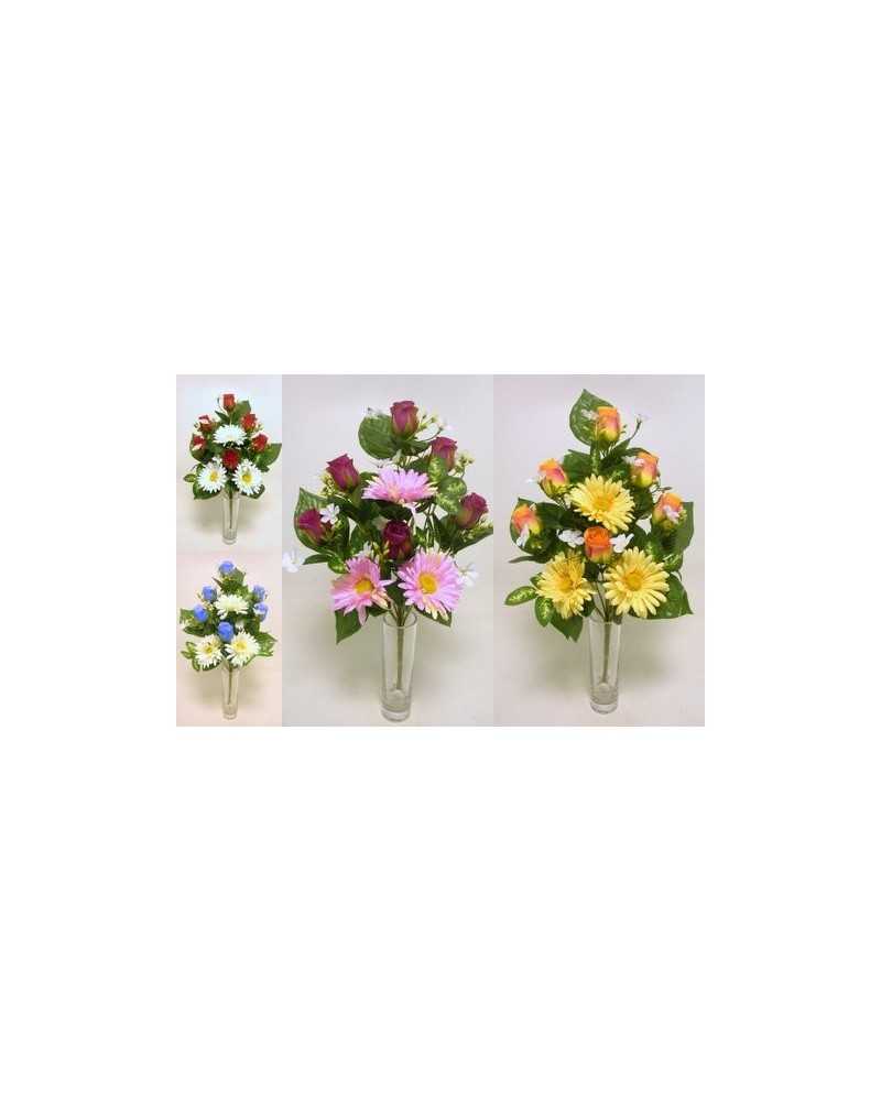 Fiori Artificiali | Cf 12 pz Frontali rose e gerbere x9 h 45 assortiti | 8051090361306