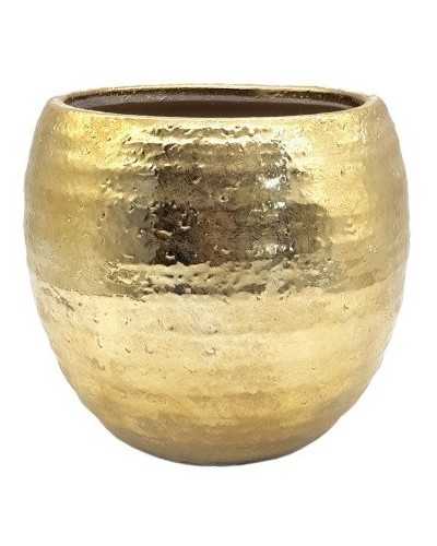 Coprivaso bombato in ceramica oro 25x23 cm Pandecor
