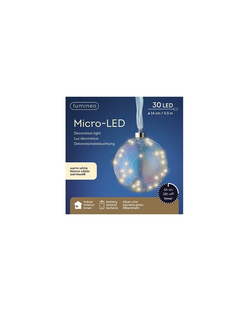 Lampade e Luci | Sfera da appendere con30 led dm 14 warm white a batteria | 8720194773277