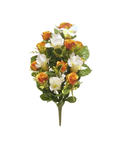 Fiori Artificiali | Frontale Rose-iris x15 h 50 arancio | 8051090360156