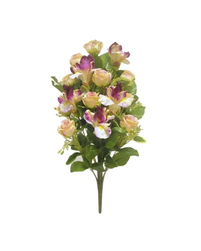 Fiori Artificiali | Frontale Rose-iris x15 h 50 pesca | 8051090360170