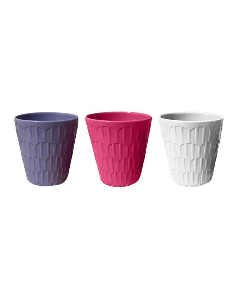 Vasi per Piante | Cf 6pz vaso ceramica orchidea dm13 h14 in rillievo mix color fx lill bia | 8058045136545